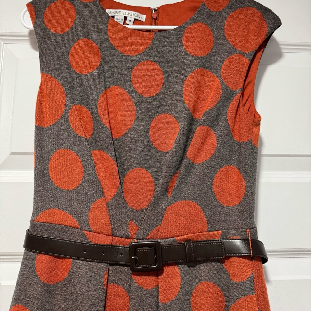 Maggy London Charcoal Dress with Dots - Picture 4 of 11